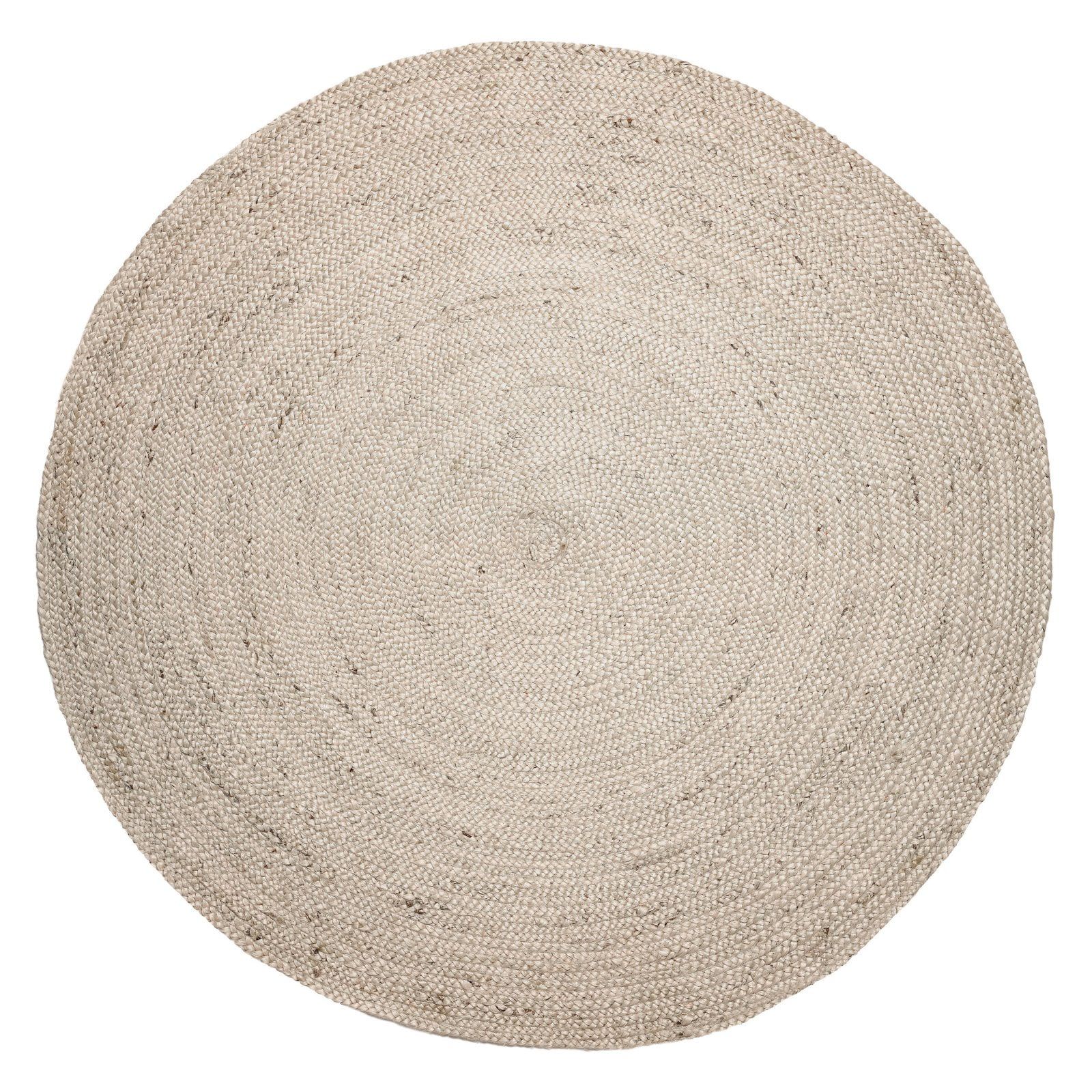 Handmade Ivory Braided Wool Round Area Rug, 4 ft