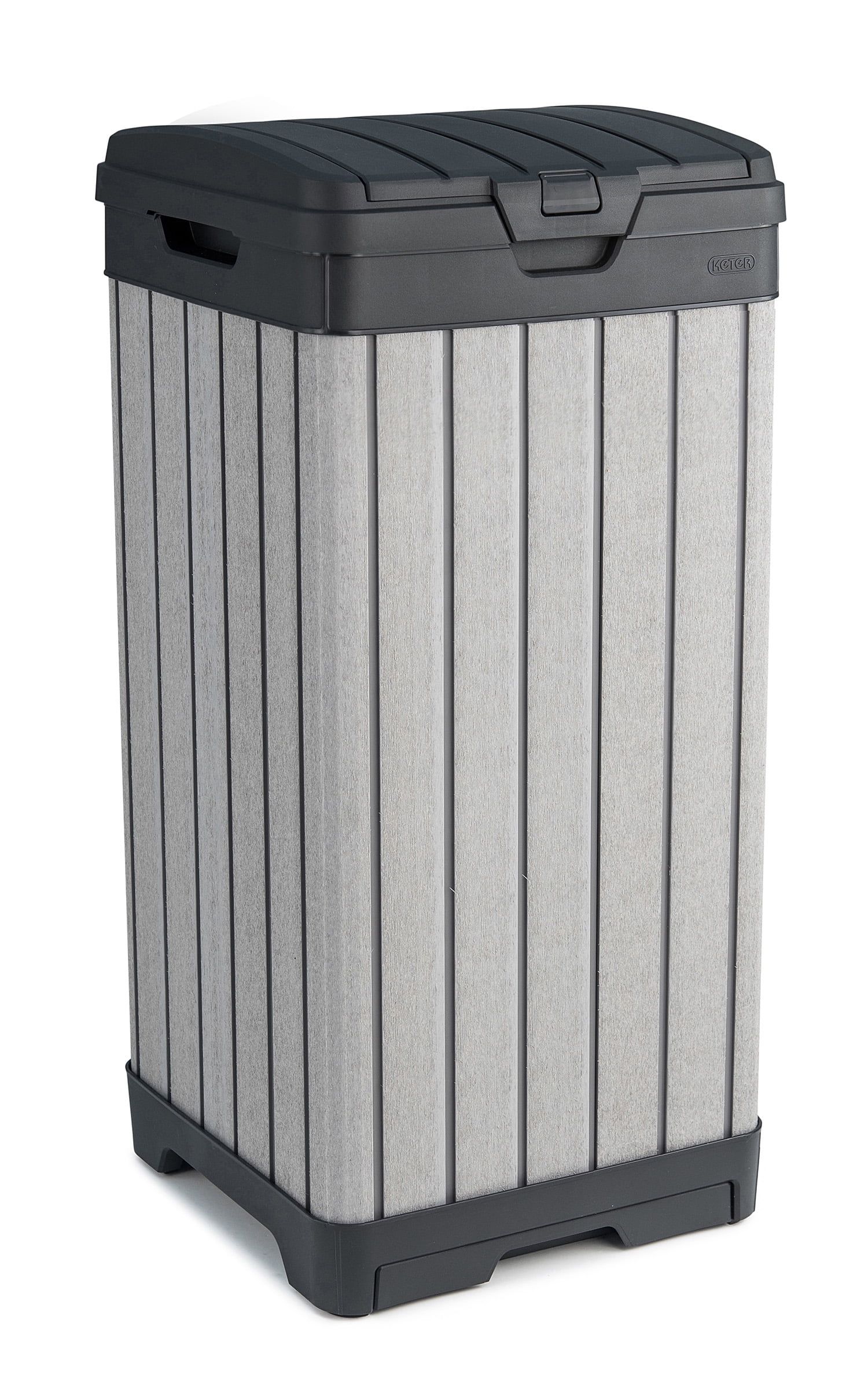 Gray Heavy Duty Plastic Outdoor Trash Can with Double Lid