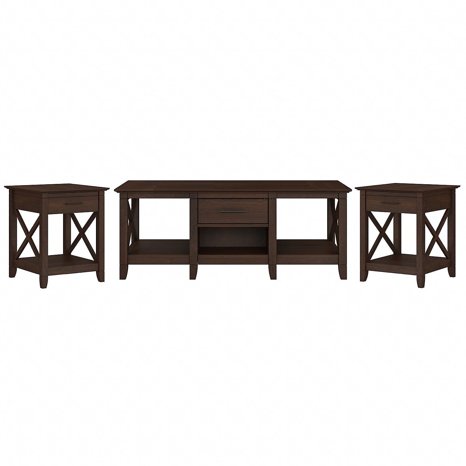 Bing Cherry Engineered Wood Coffee Table with 2 End Tables