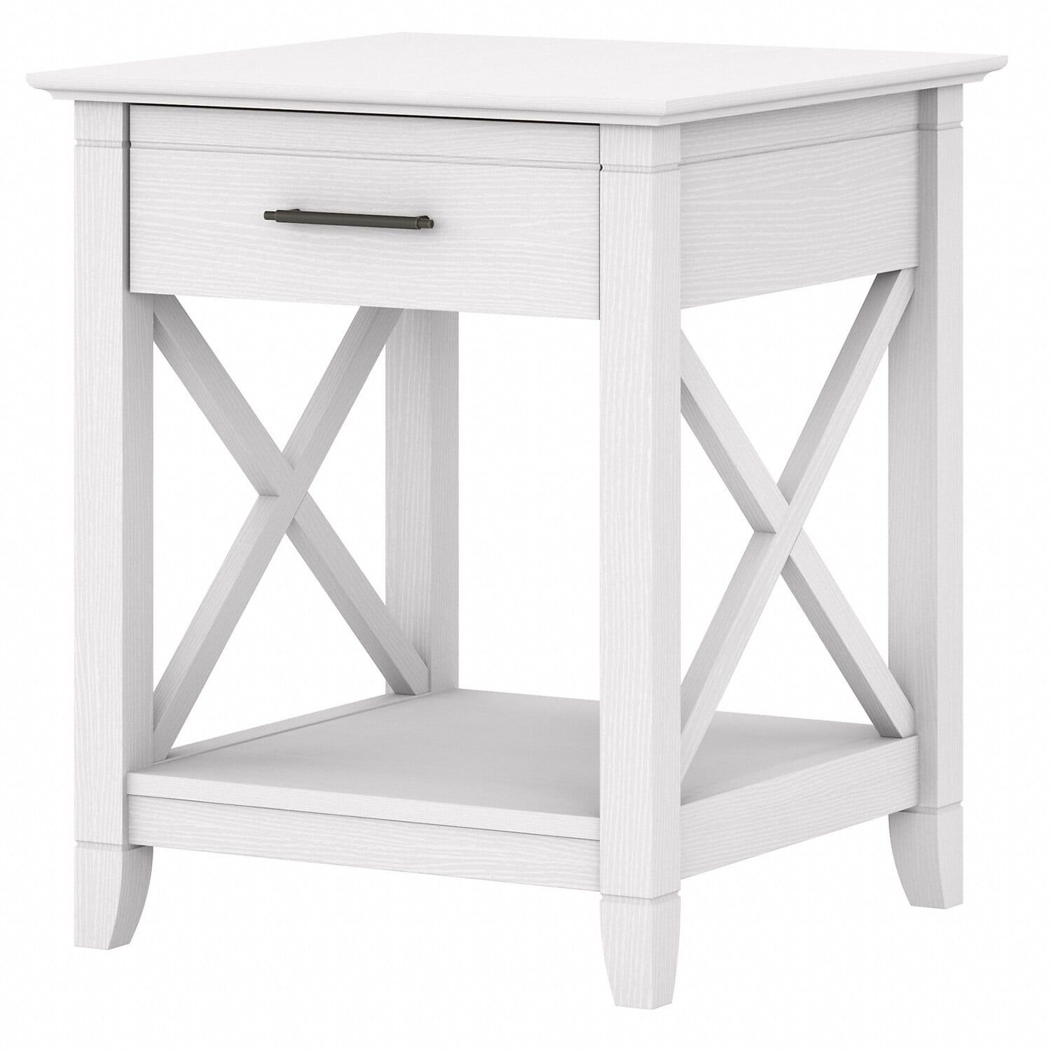 White Oak Transitional Square End Table with Storage