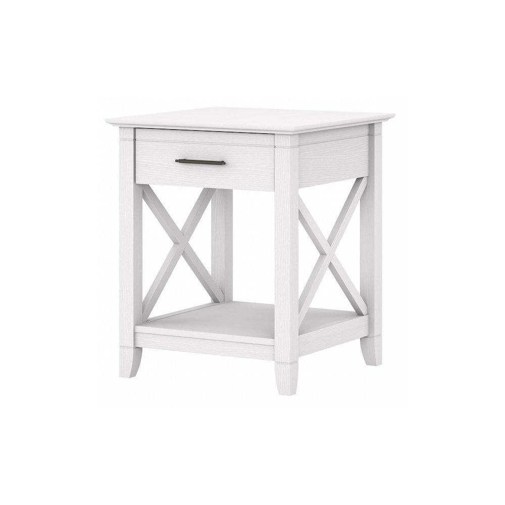 White Oak Transitional Square End Table with Storage