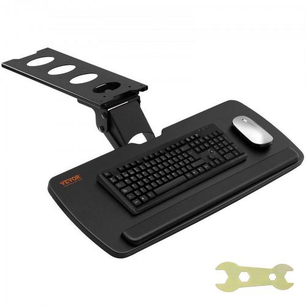 Adjustable Black MDF and Steel Under-Desk Keyboard Tray