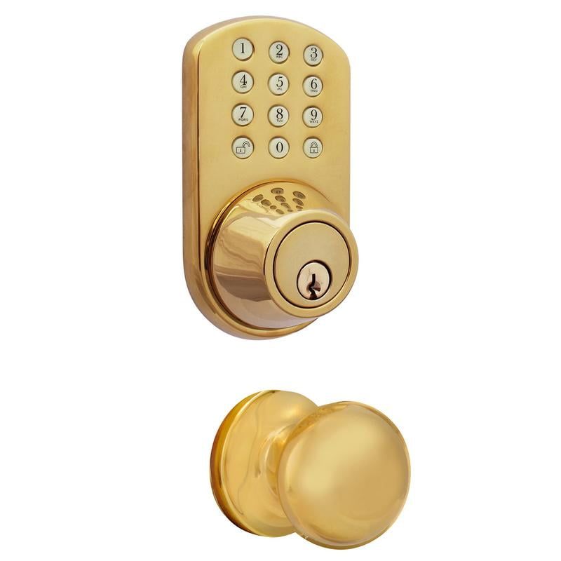 Polished Brass Keyless Entry Deadbolt and Door Knob Combo