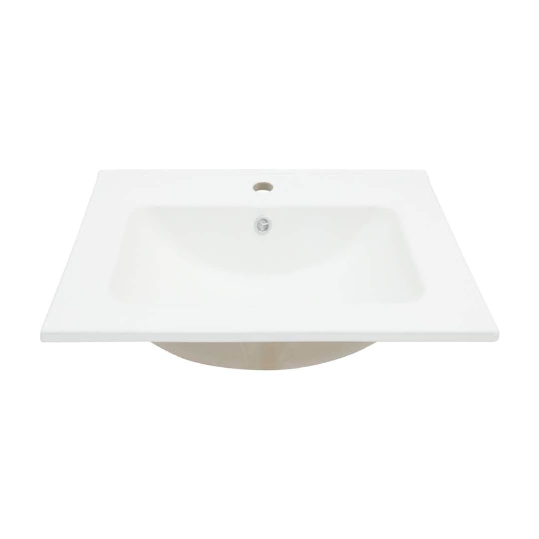 24-Inch White Ceramic Vanity Top with Single Faucet Hole