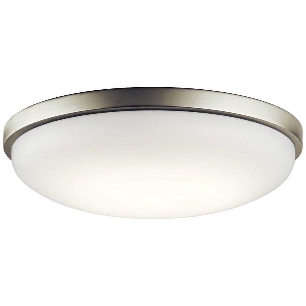 Brushed Nickel 17.75" LED Flush Mount Ceiling Light with White Dome