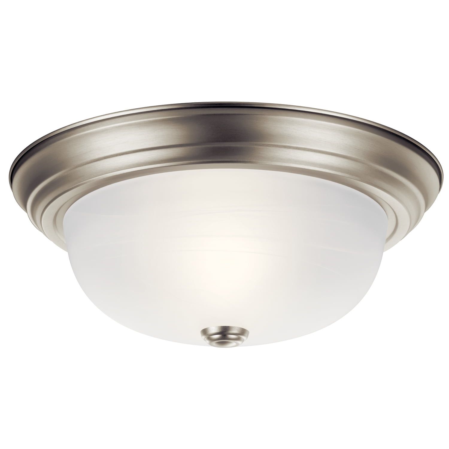 Brushed Nickel 13.25" Flush Mount Light with Alabaster Glass