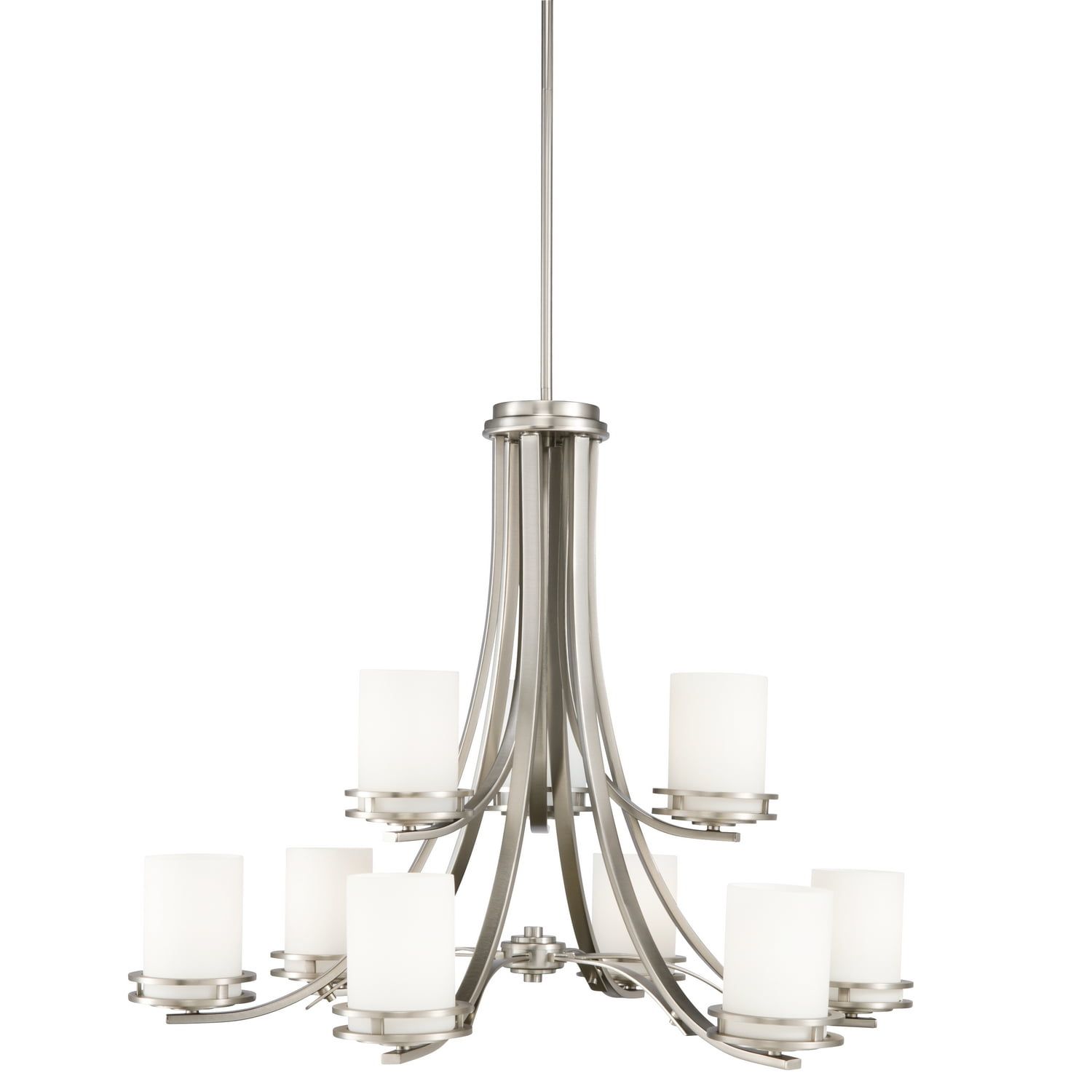 Hendrik 33" Brushed Nickel and Opal Glass 9-Light Chandelier