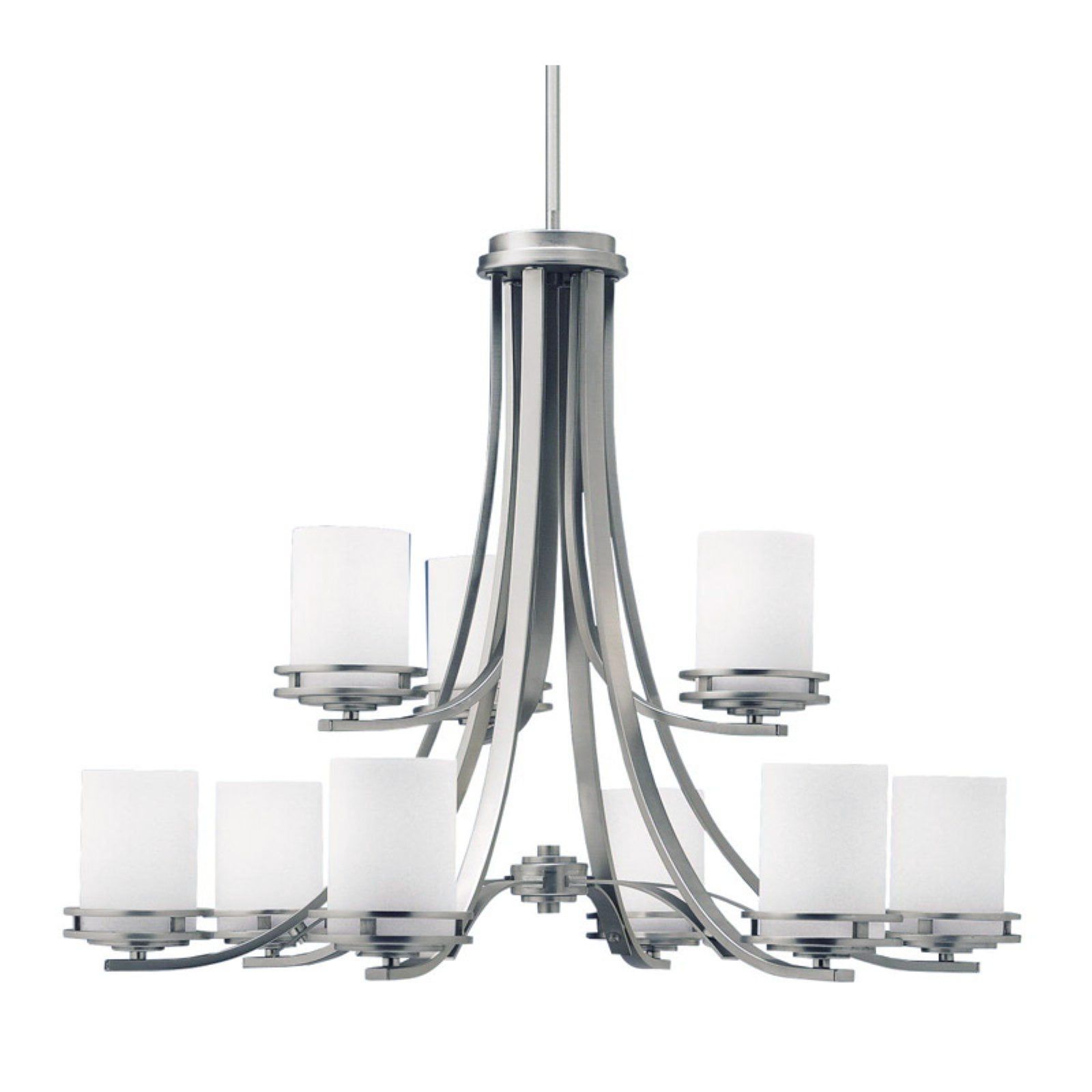 Hendrik 33" Brushed Nickel and Opal Glass 9-Light Chandelier