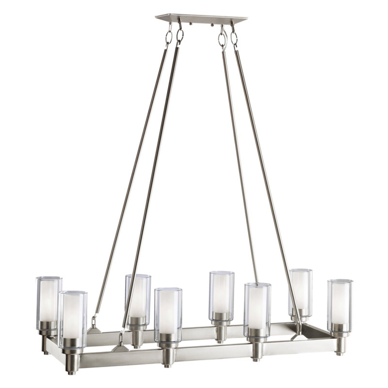 Contemporary Distressed Bronze 8-Light Linear Chandelier