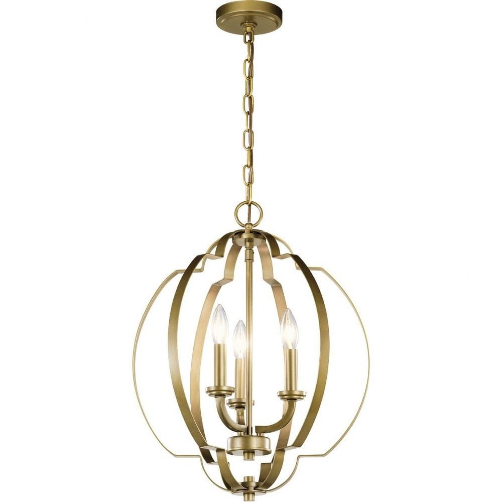 Contemporary Classic 3-Light Brass Pendant with Black Finish