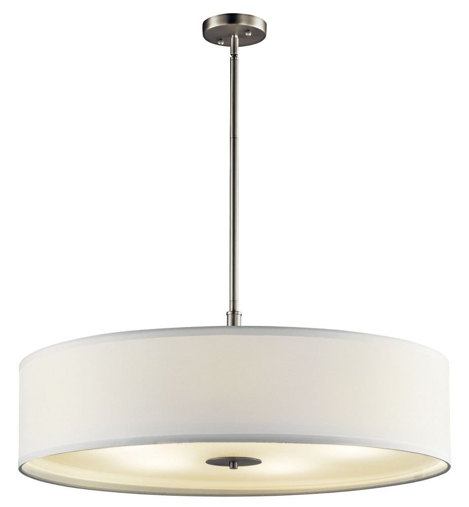 Transitional 30" Distressed Bronze Drum Pendant with White Shade