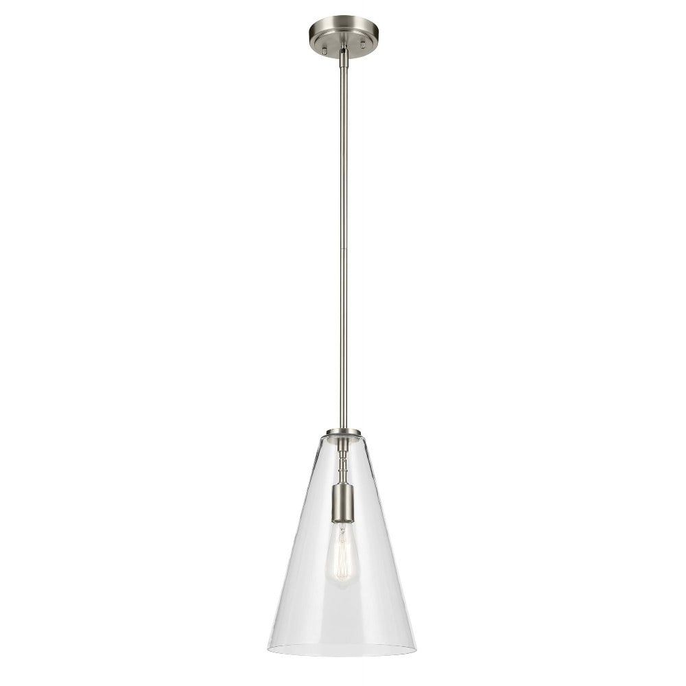 Brushed Nickel and Clear Glass Conical Pendant Light