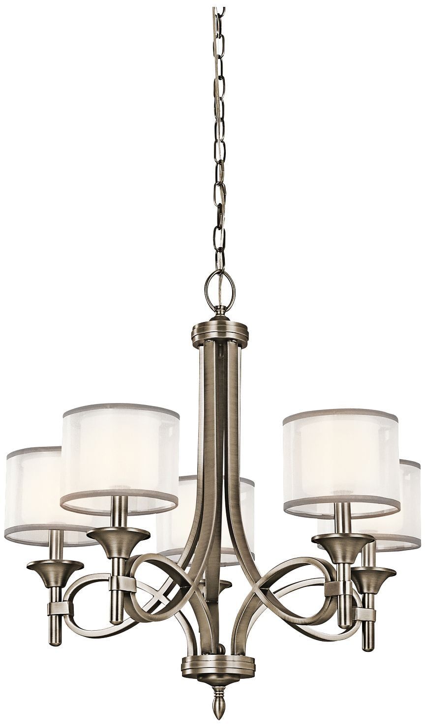 Antique Pewter 5-Light Chandelier with Satin Etched Glass