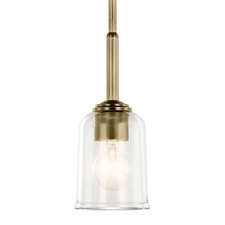 Natural Brass Mini Pendant Light with Clear Glass Shade