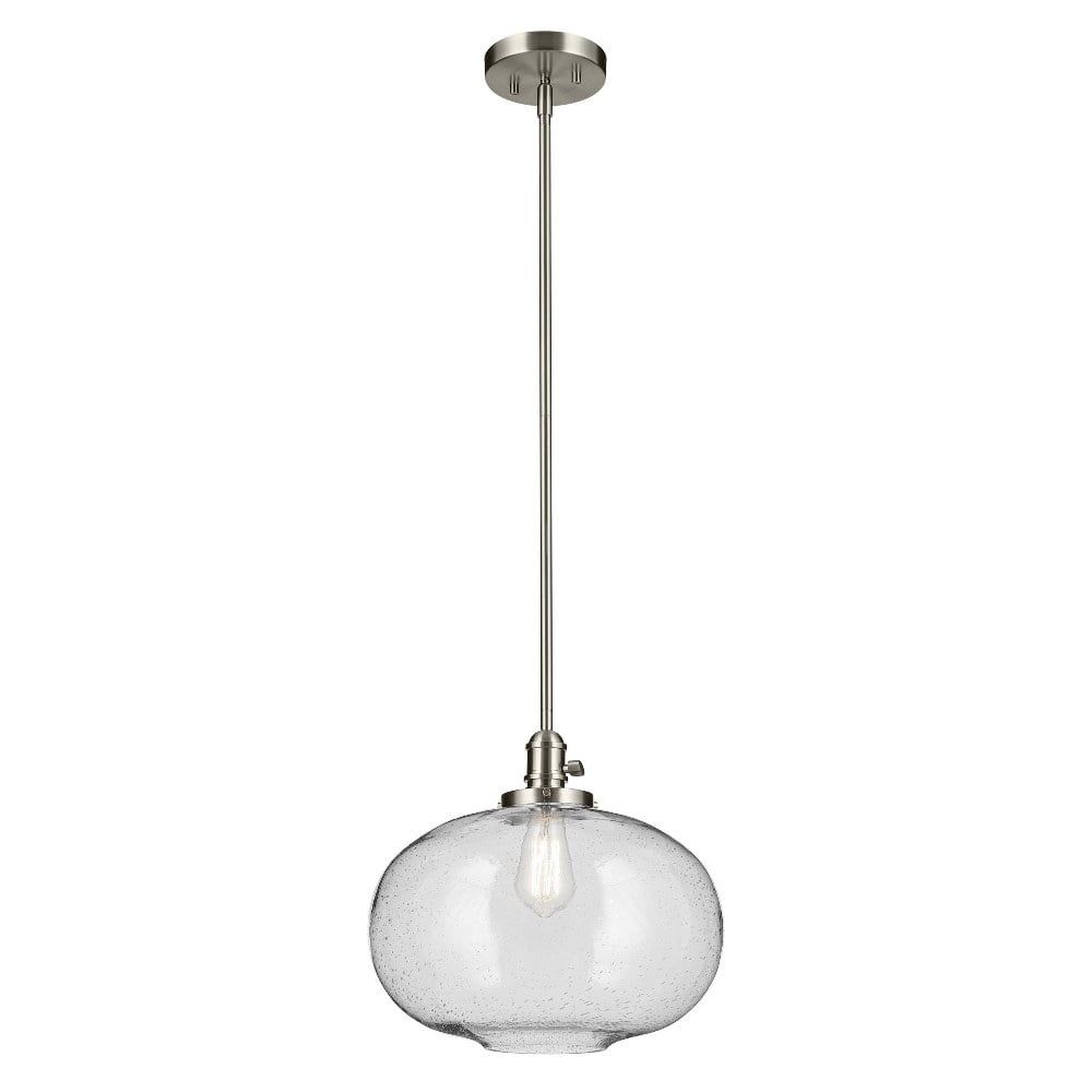 Avery Brushed Nickel Globe Pendant with Clear Glass Shade