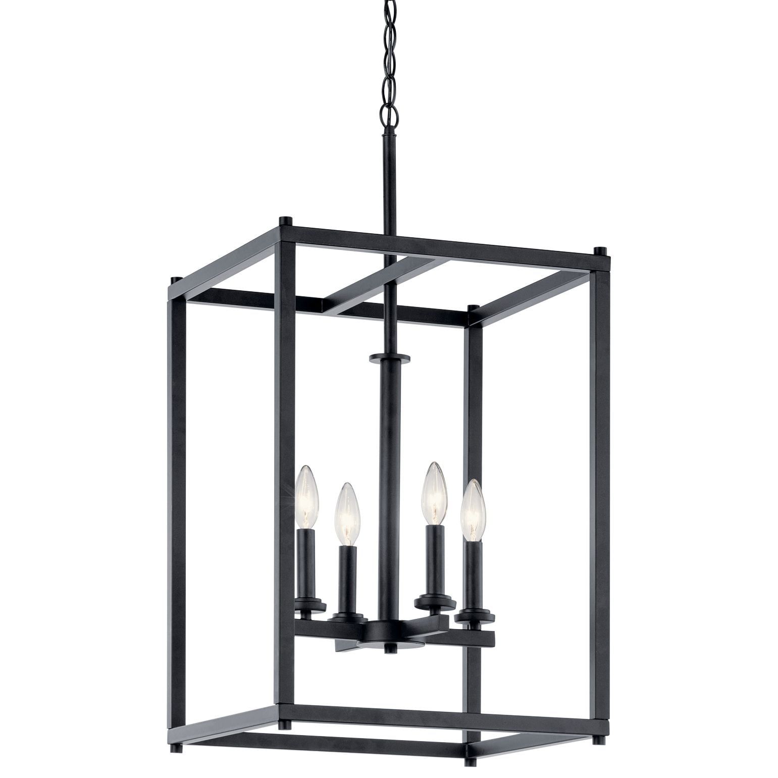 Crosby 16" Black Steel 4-Light Foyer Pendant