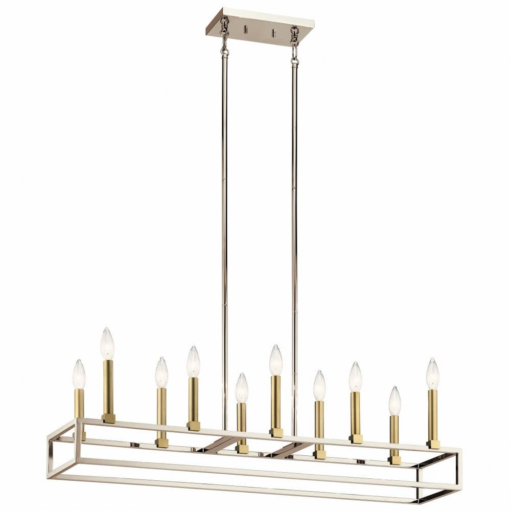 Polished Nickel 38" Modern Taper Candle Chandelier