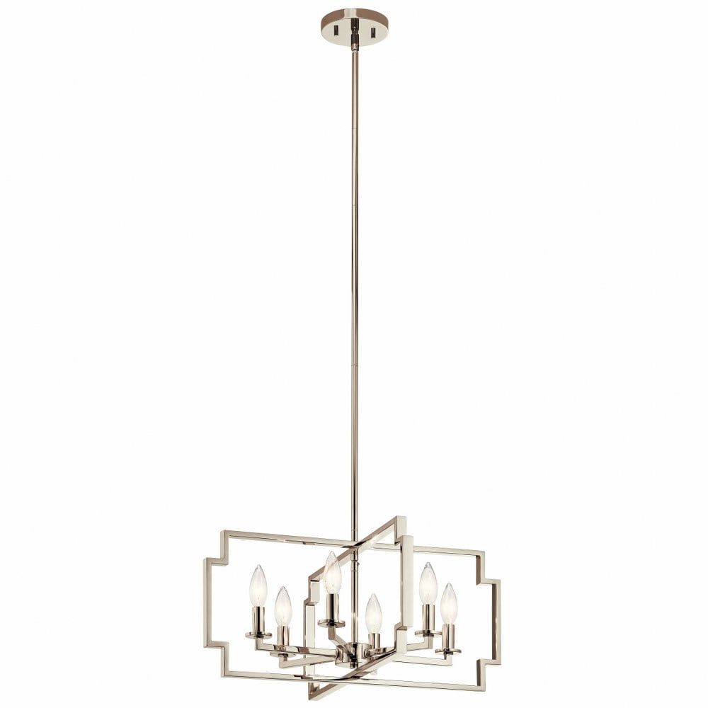 Polished Nickel 6-Light Transitional Candle Chandelier