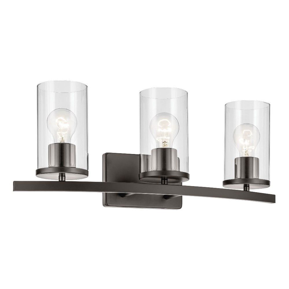 Olde Bronze 3-Light Vanity Light with Clear Glass Shades