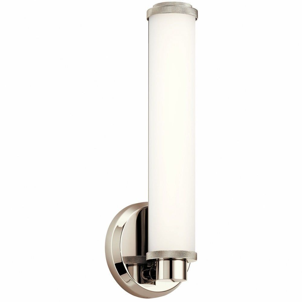 Polished Nickel Dimmable LED Wall Sconce with White Shade