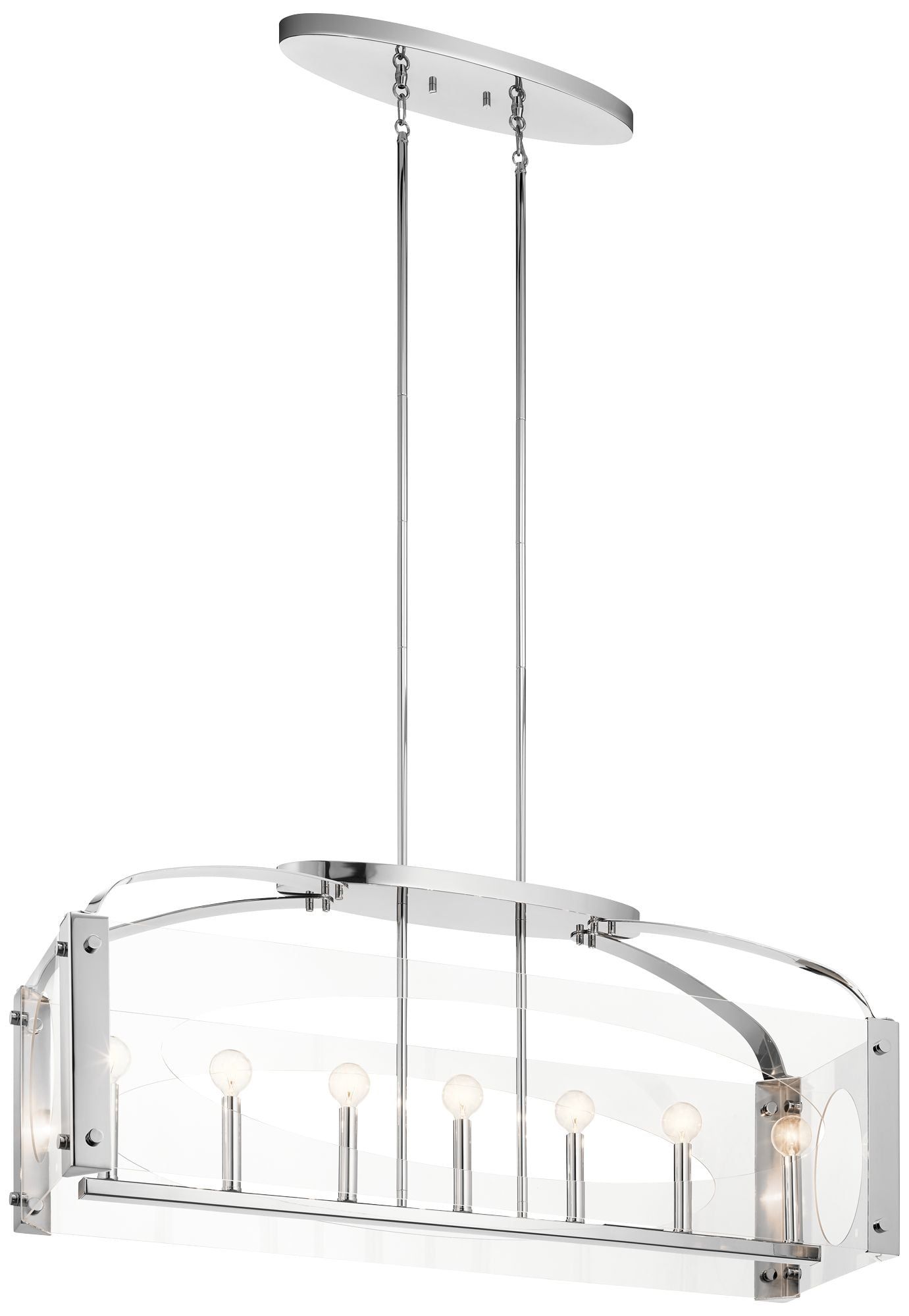 Chrome and Clear Acrylic 7-Light Linear Chandelier