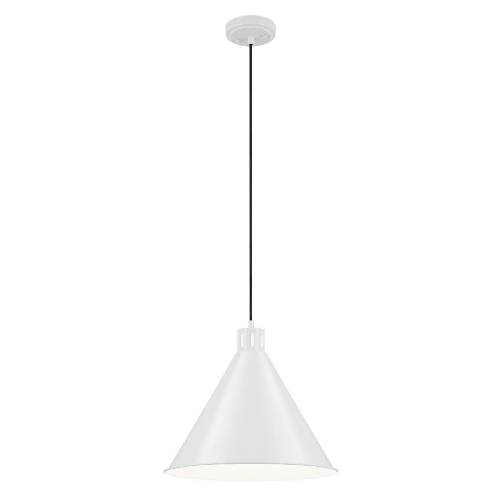 Zailey White Steel Cone Pendant Light with Adjustable Height