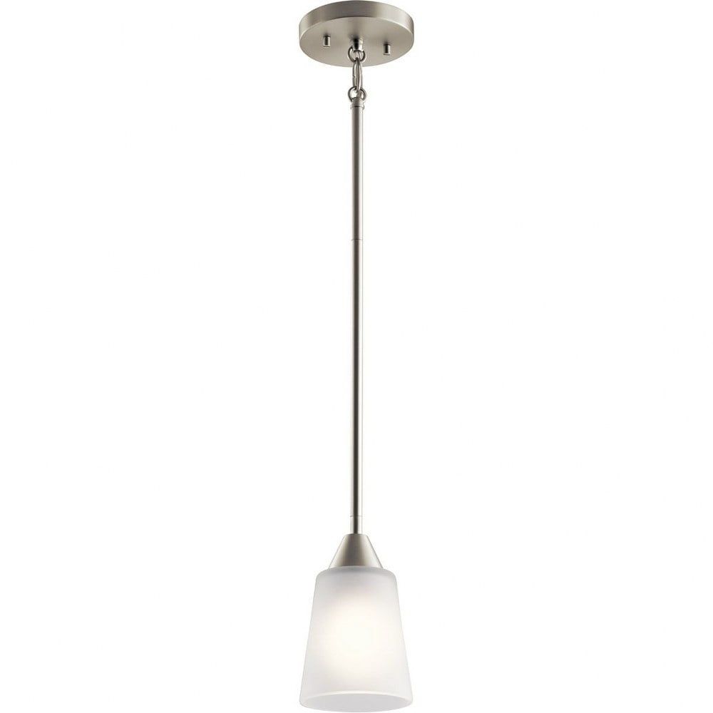 Brushed Nickel Mini Pendant with Glass Shade