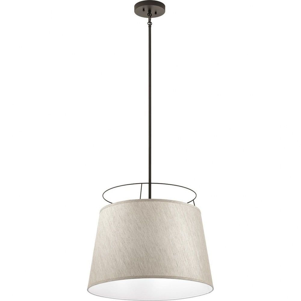 Marika 22" Bronze Pendant Light with Fabric Shade