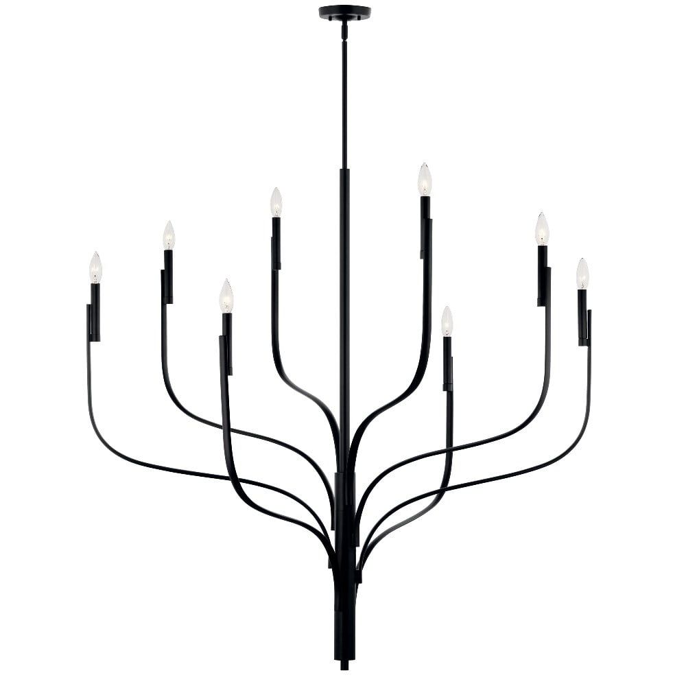 Black 8-Light Asymmetric Candle Chandelier