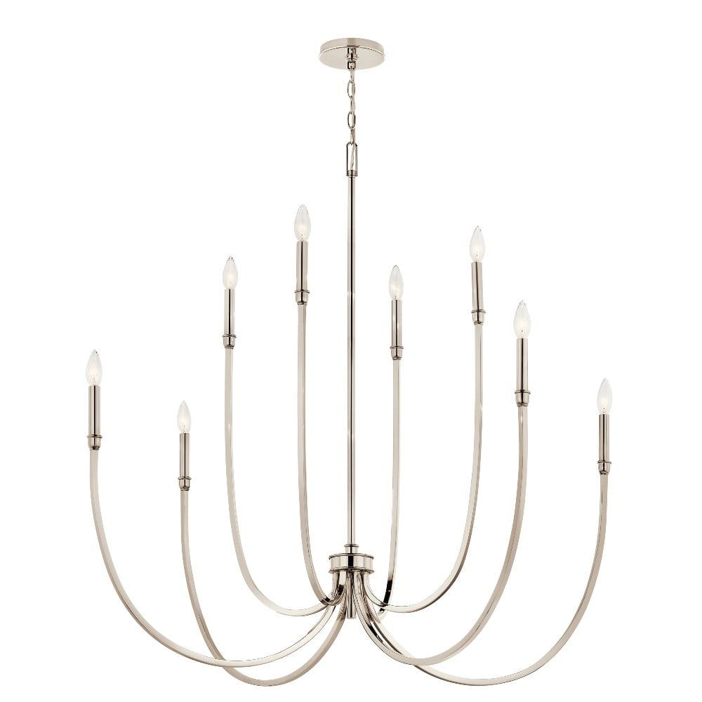 Polished Nickel 8-Light Taper Candle Style Chandelier