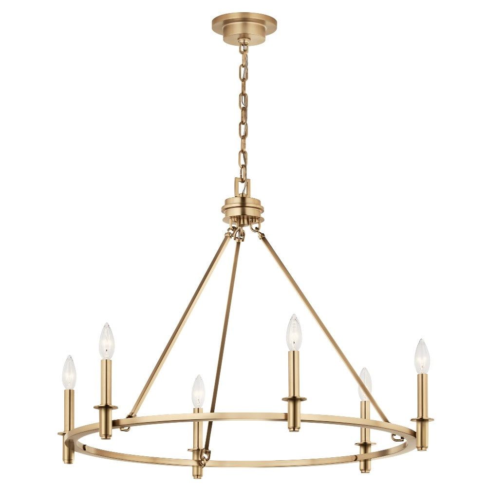 Champagne Bronze 6-Light Candle Ring Chandelier