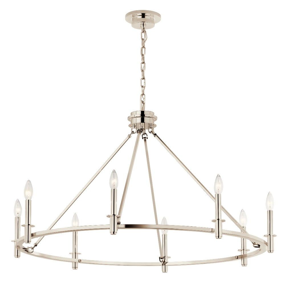 Polished Nickel 8-Light Candle Ring Chandelier