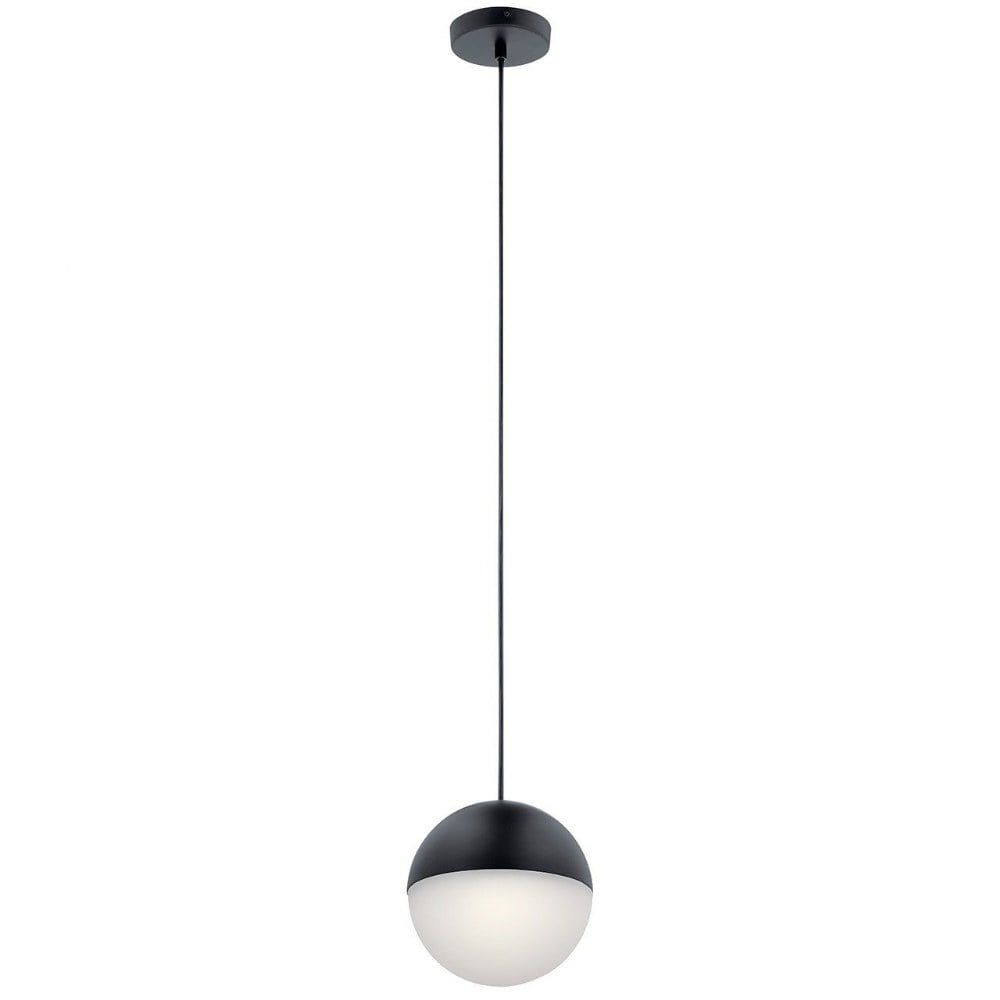 Lunaire Matte Black Globe LED Pendant with Etched Acrylic