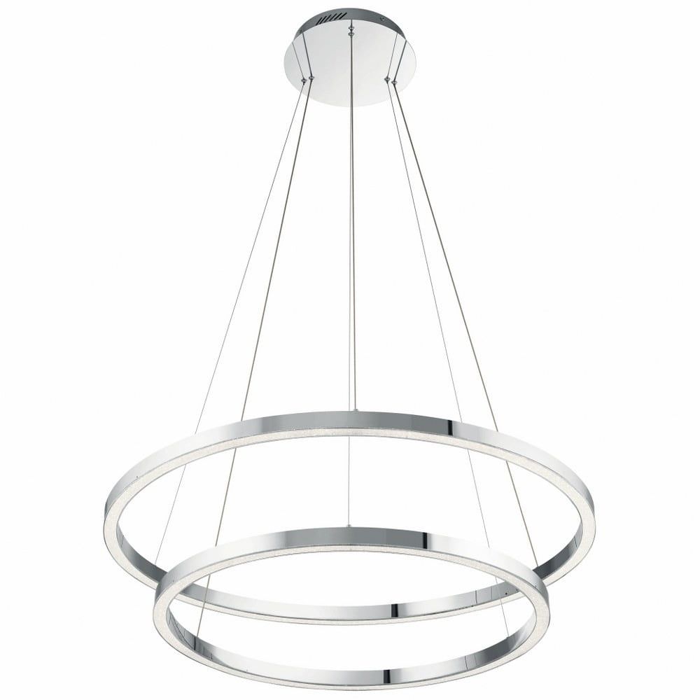 Chrome LED Ring Chandelier with Etched Acrylic Shade