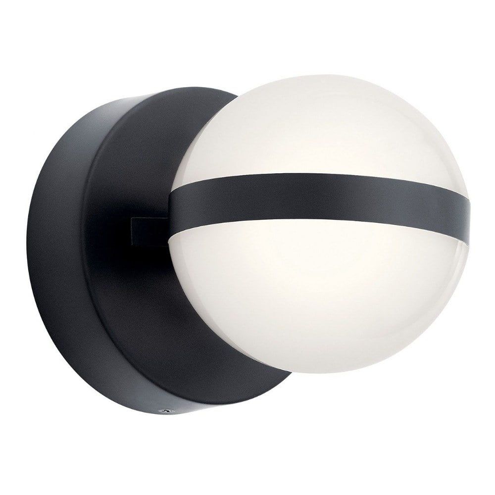 Matte Black LED Globe Outdoor Wall Sconce