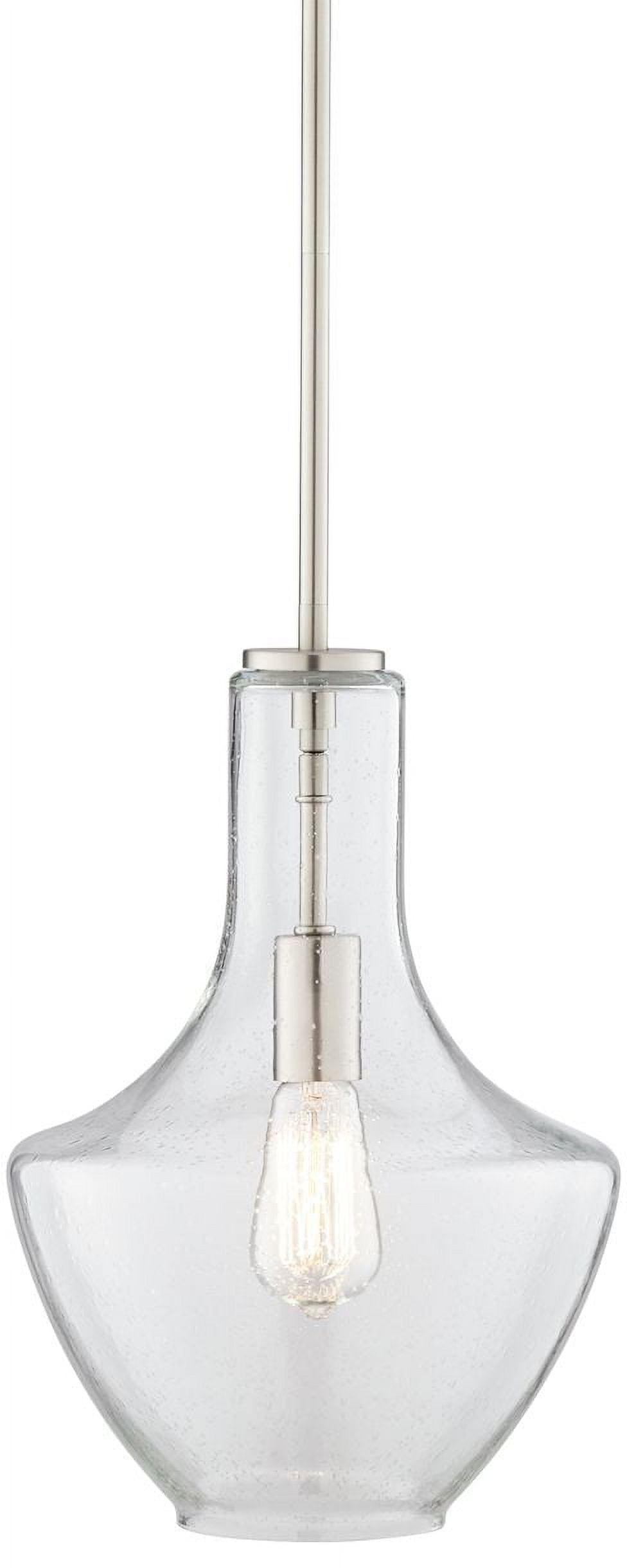 Everly Transitional 15.25" Brushed Nickel Pendant with Clear Glass