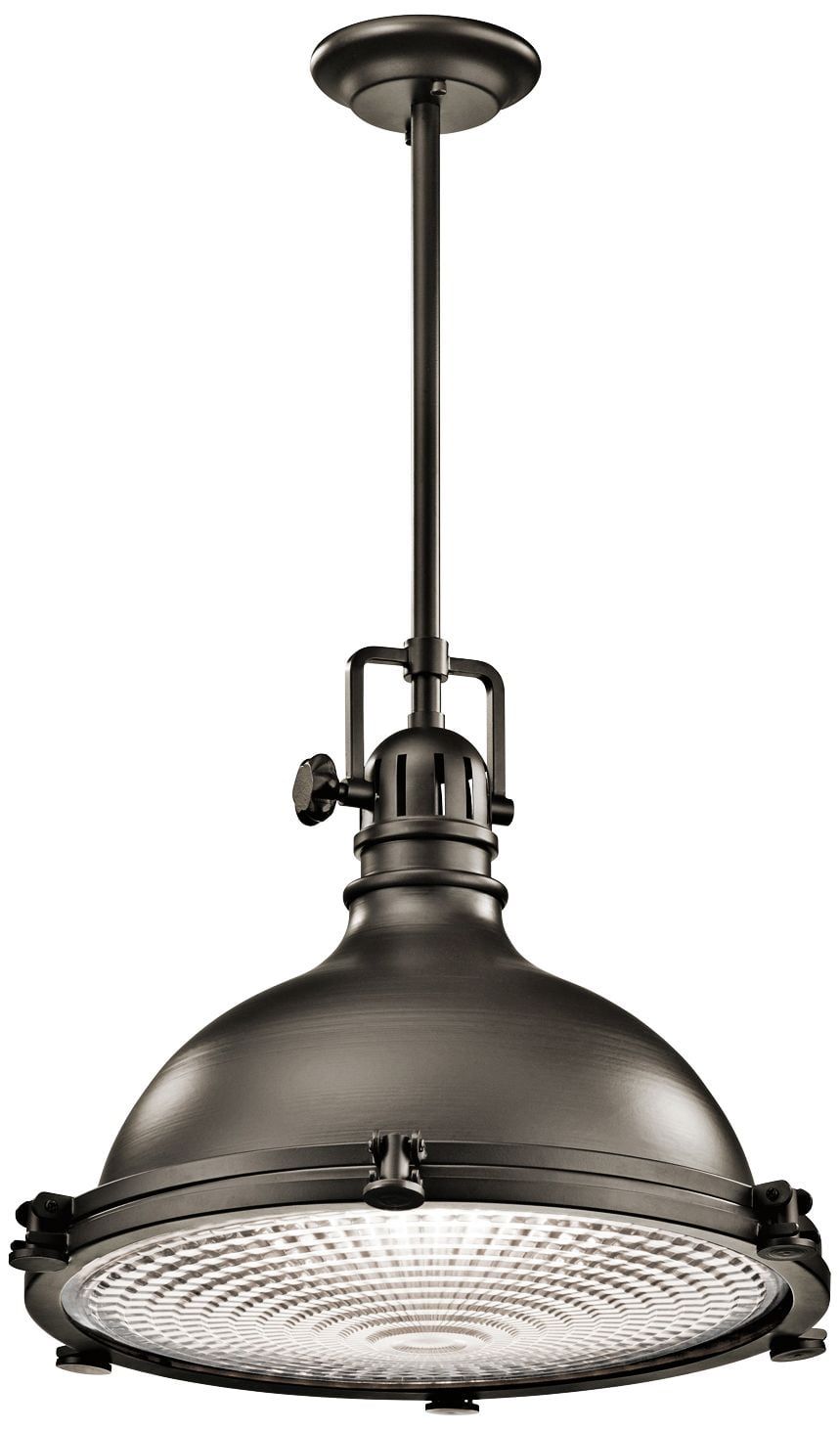 Transitional 23.75" Polished Nickel Dome Pendant with Copper Shade