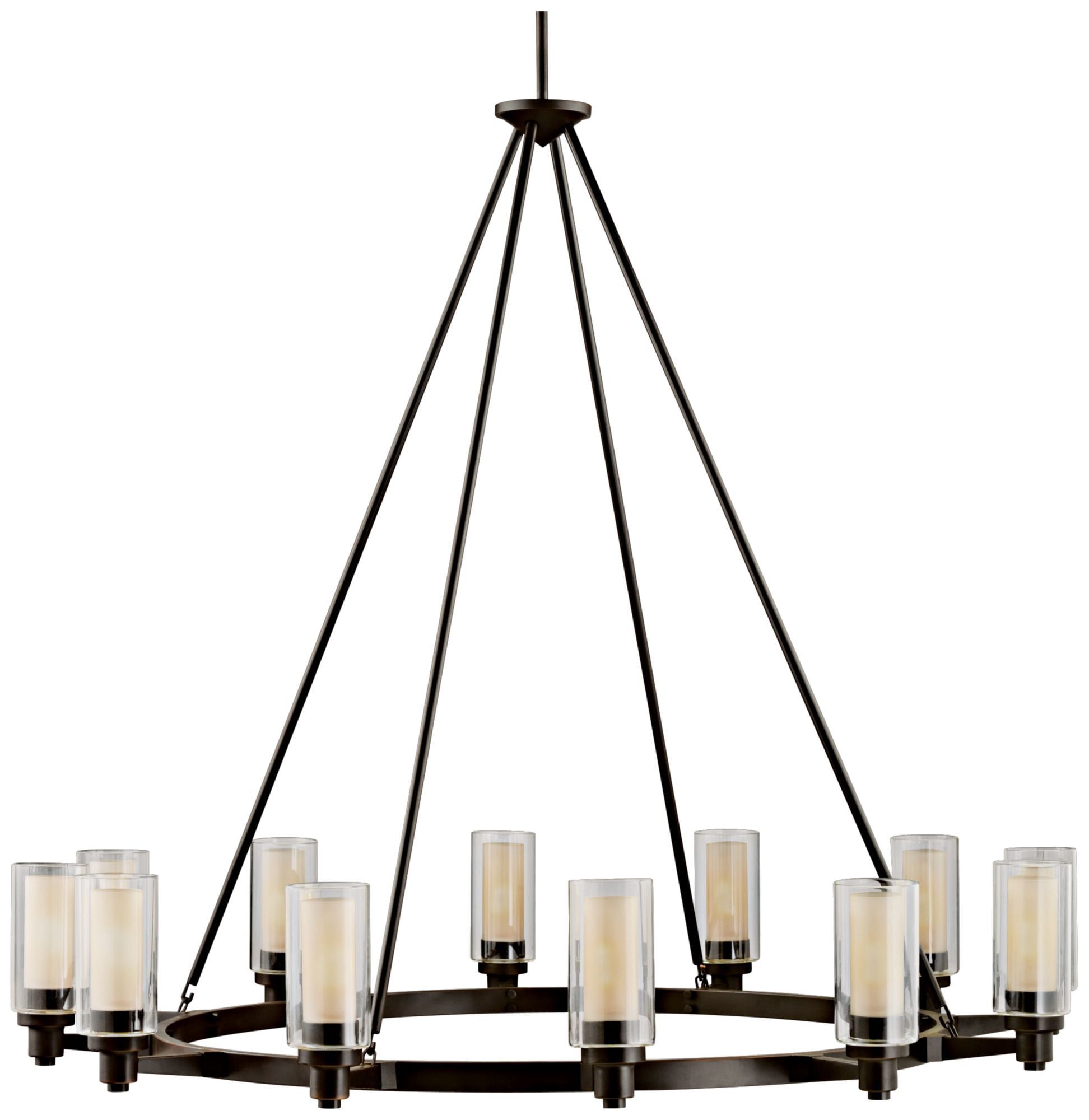 Circolo 41" Olde Bronze 12-Light Round Chandelier with Clear and Umber Glass