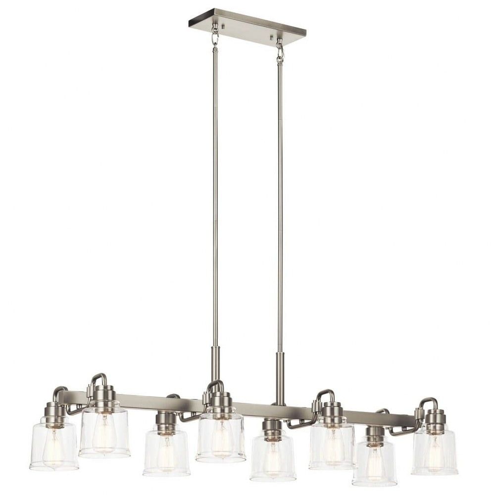 Aivian Nickel Textured 8-Light Industrial Chandelier with Clear Glass