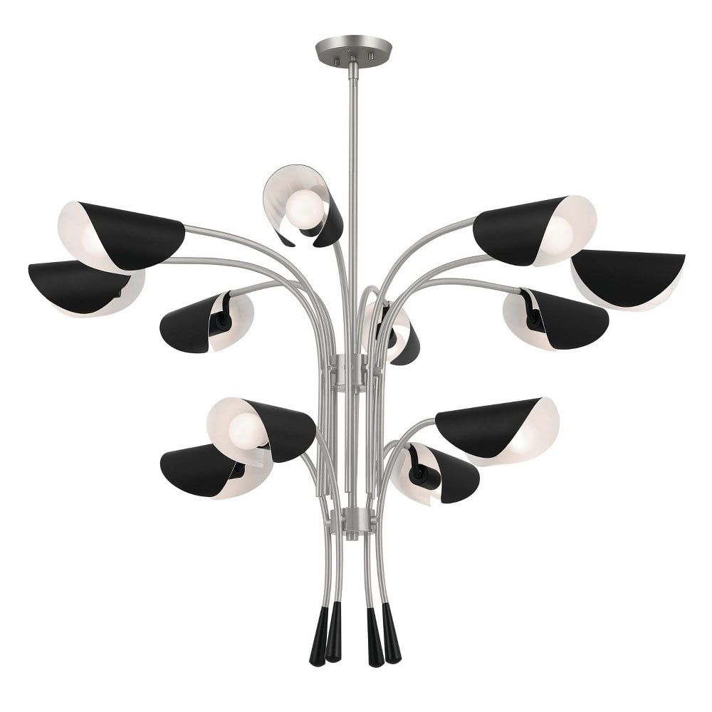 Arcus 12-Light Satin Nickel and Black Chandelier