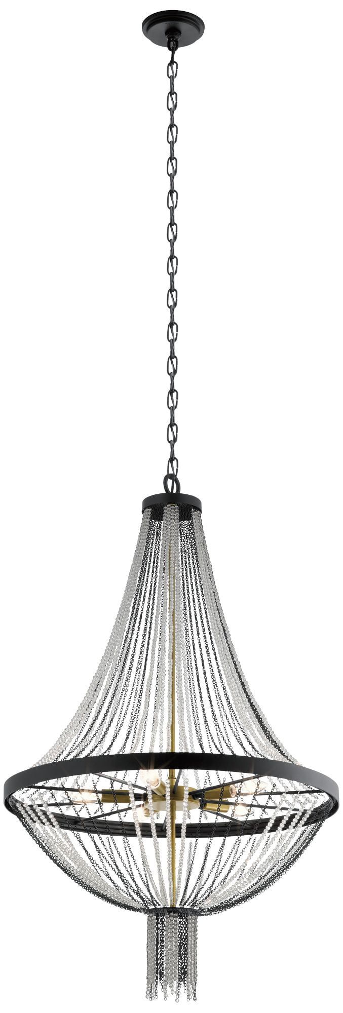 Alexia Textured Black Crystal Bead 5-Light Chandelier