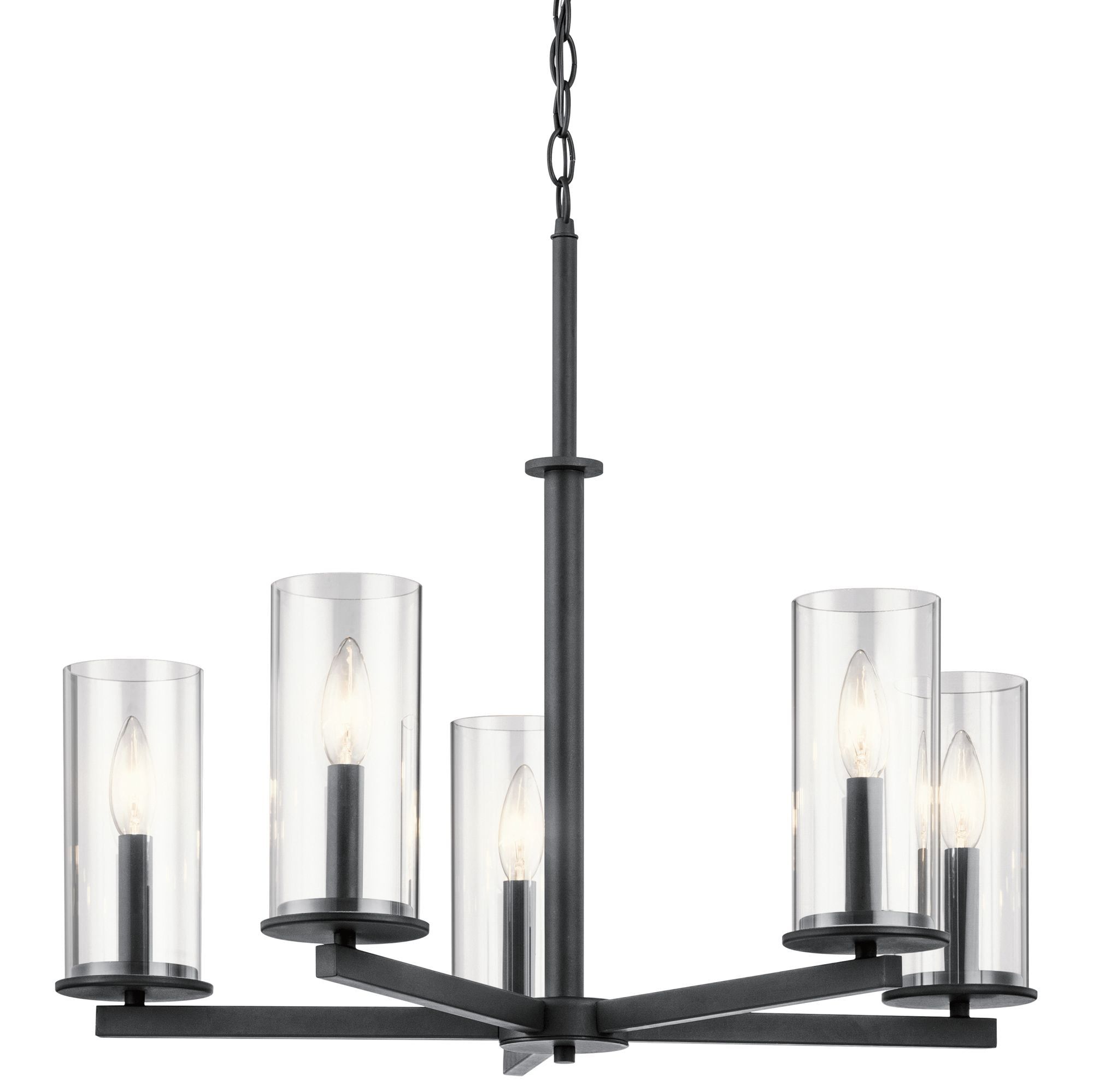 Elegant Crosby 5-Light Chandelier with Clear Glass Shades and Distressed Bronze Finish