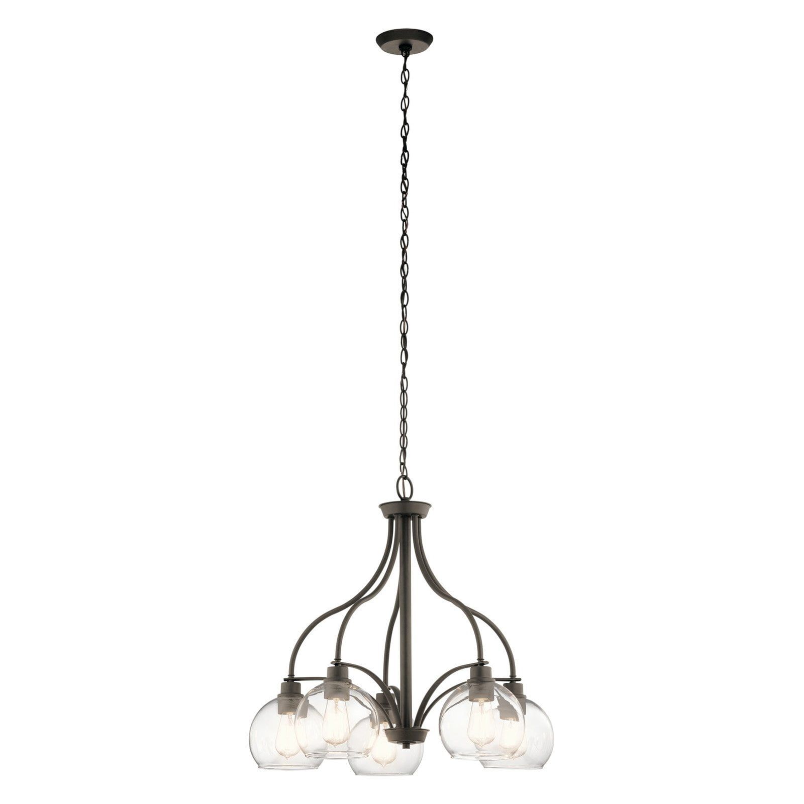 Transitional Harmony 5-Light Distressed Bronze Globe Chandelier