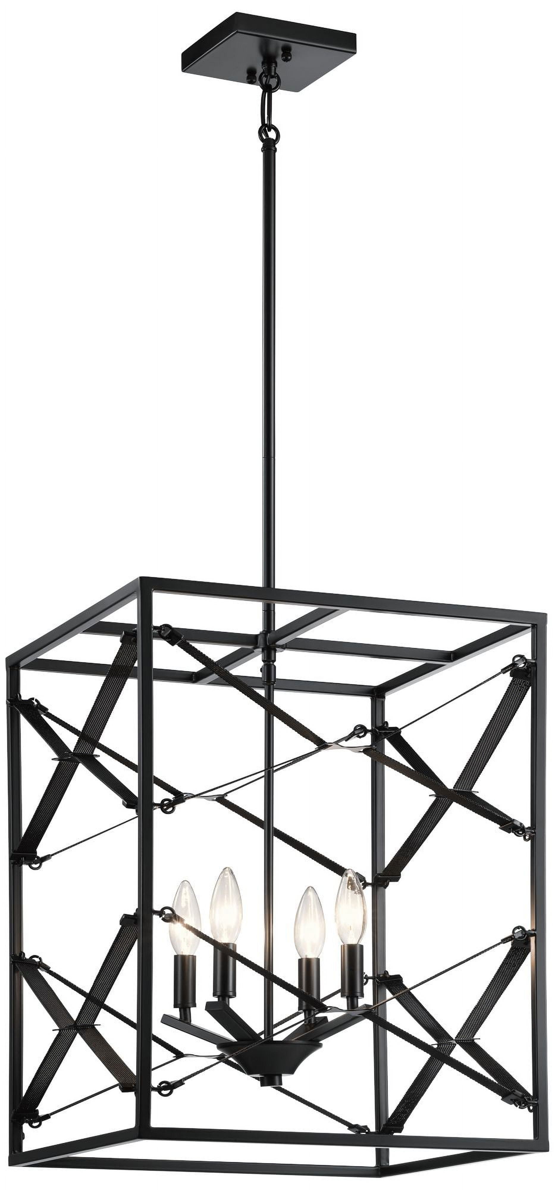 Sevan Contemporary Black Steel 4-Light Foyer Pendant