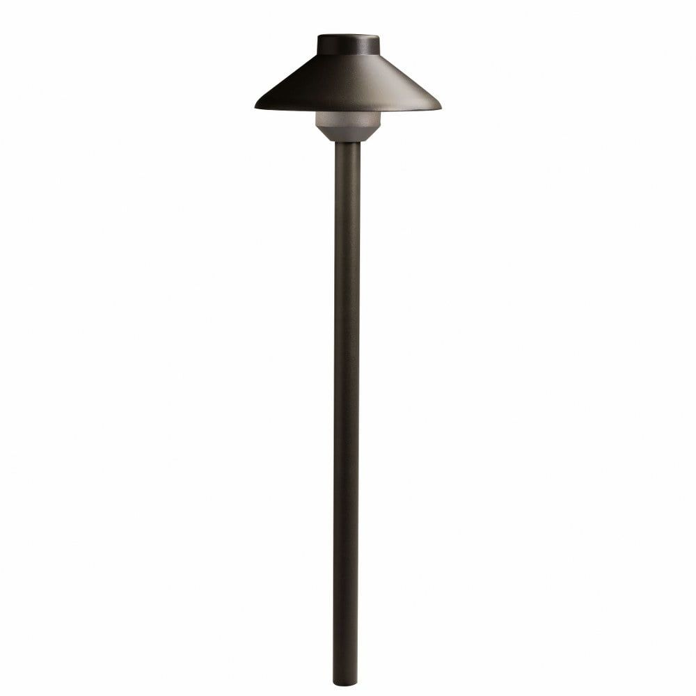 15" Distressed Bronze LED Pathway Light with Dome Shade