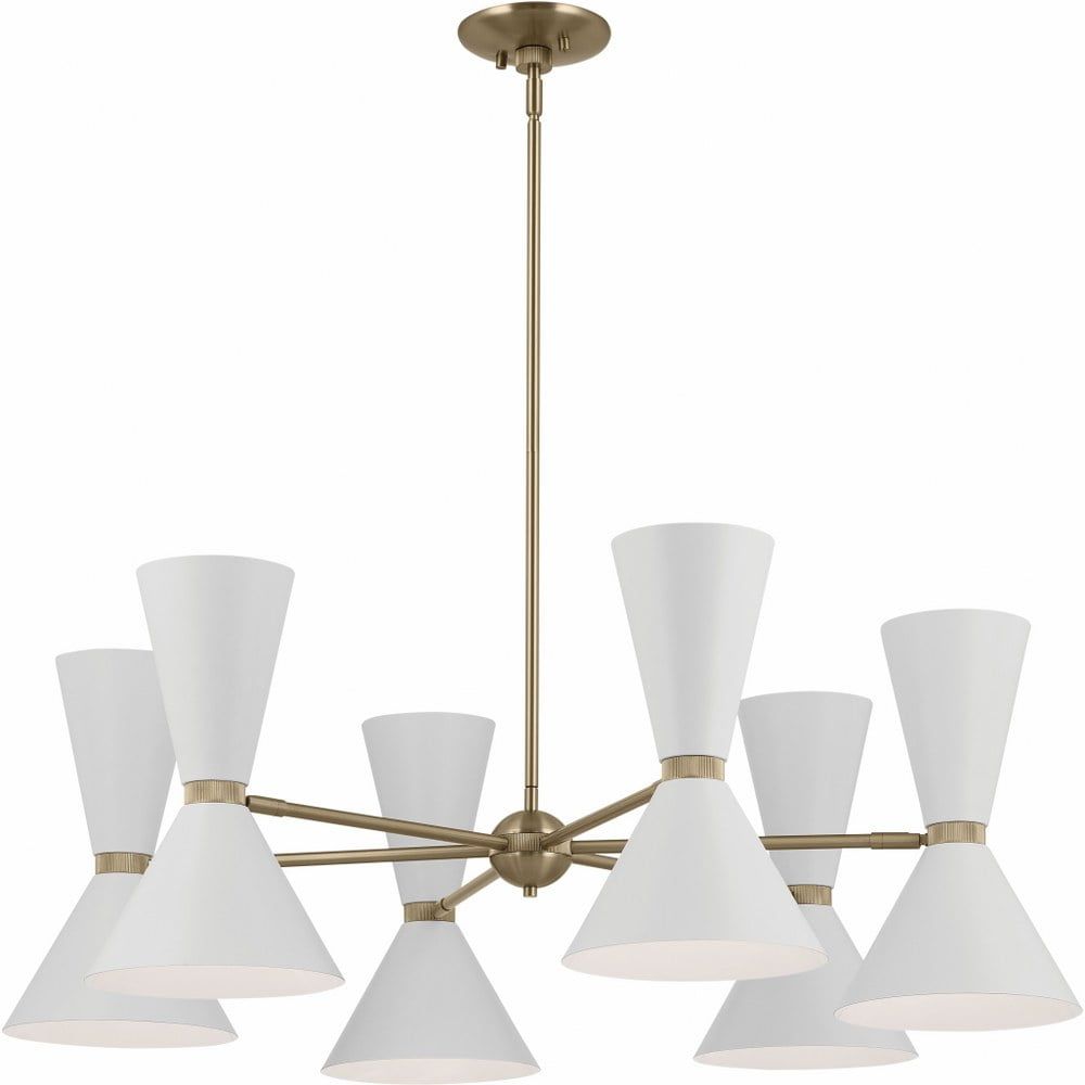 Champagne Bronze and White 12-Light Modern Chandelier