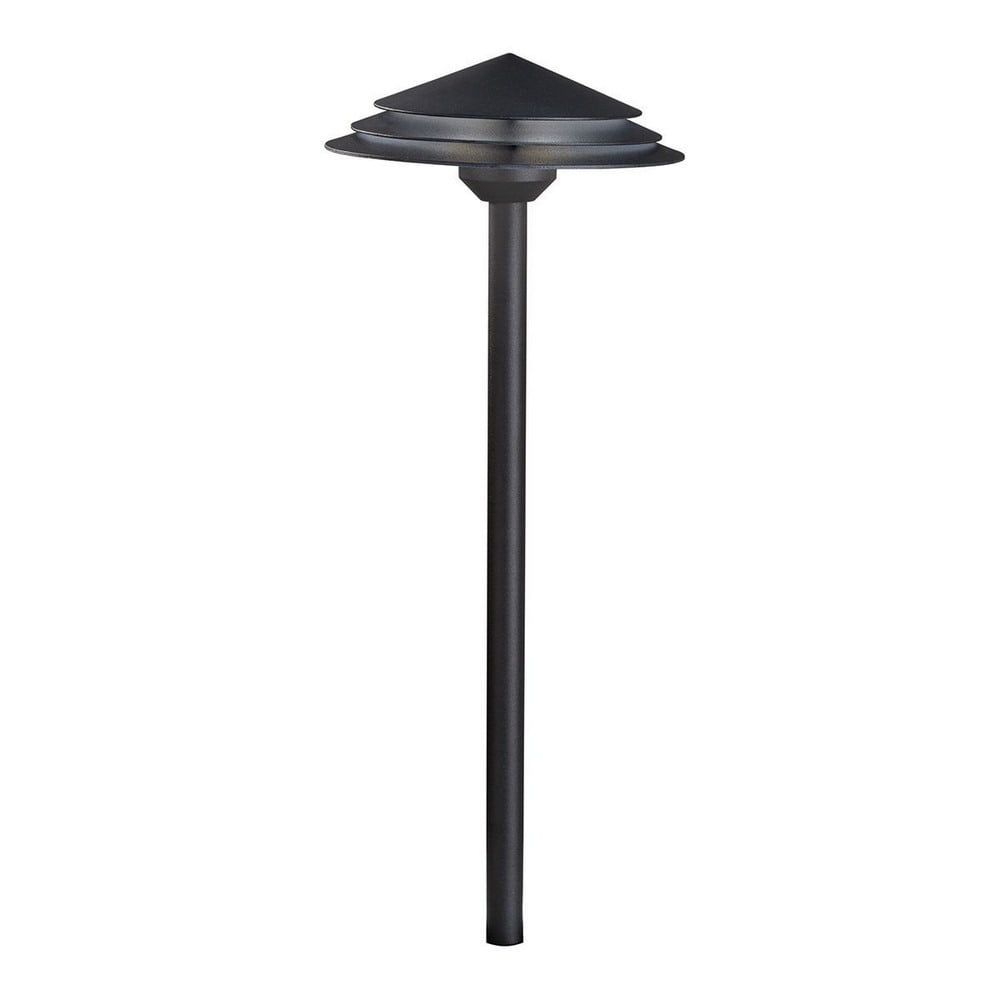 Textured Black LED Pathway Light with Round Tiers