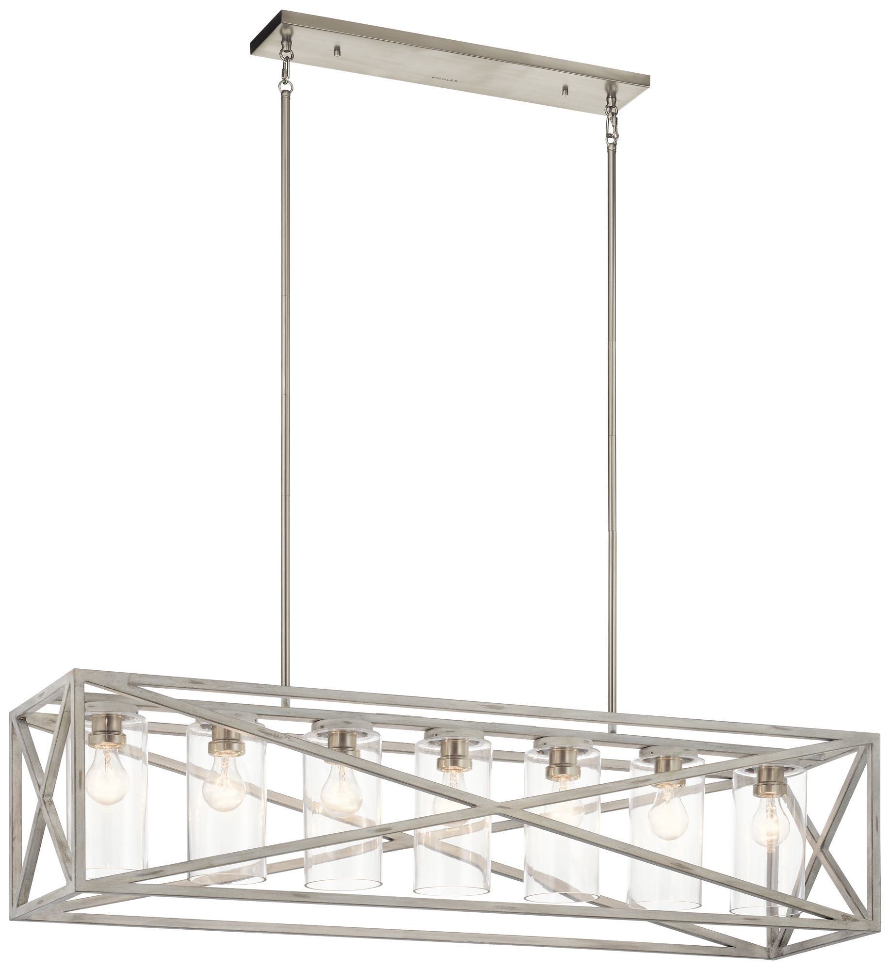 48" Black and White Rustic Farmhouse 7-Light Chandelier