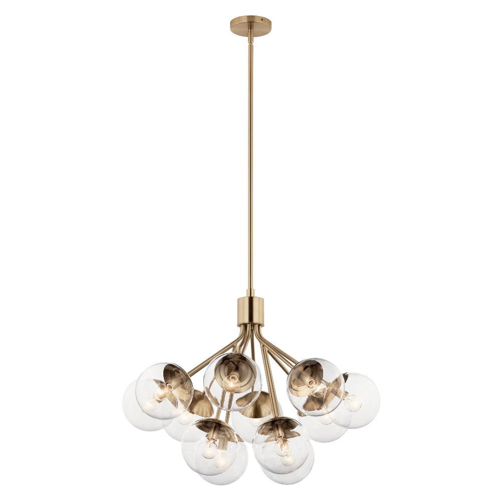 Champagne Bronze 12-Light Clear Glass Chandelier