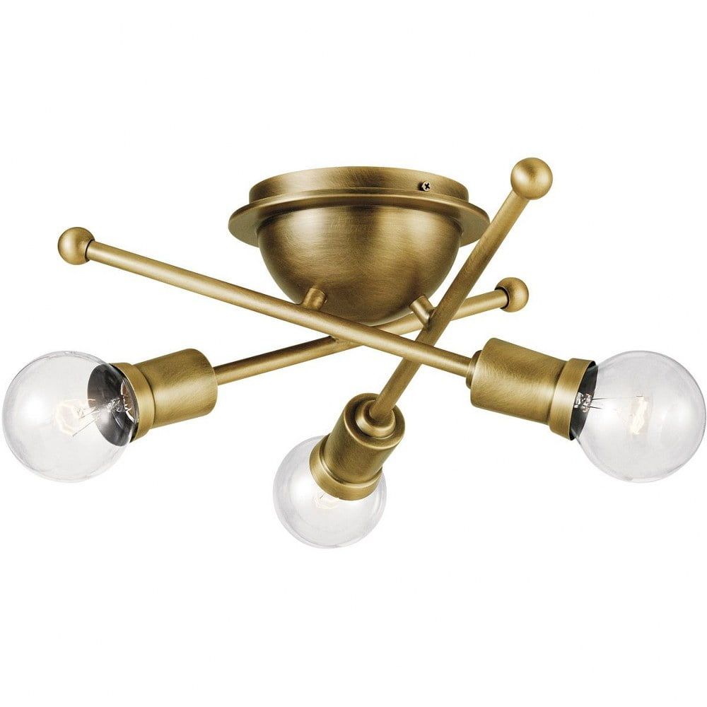 Natural Brass 15" Sputnik Flush Mount Ceiling Light